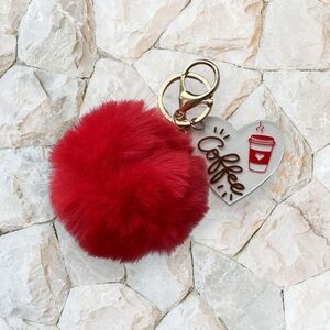 Coffee keychain with Pom Pom